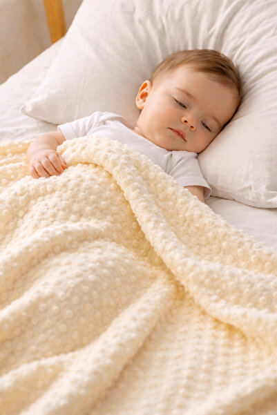 MAHFEL %100 Welsoft Nohut 1.Sınıf Bebek & Çocuk Battaniyesi Ekru