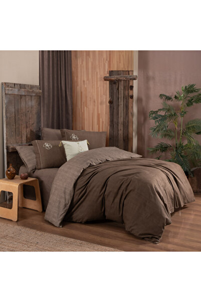 Sarev Σετ Παπλωματοθήκης Ederlezi Mocha Flannel Διπλό 100% Βαμβάκι