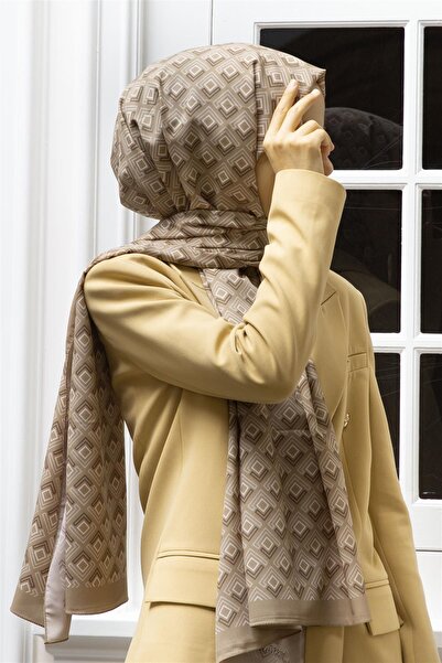 Vissona LÜKS MEDİNE İPEĞİ MİNİ MOTİF DESENLİ BEJ RENKLİ 75X195 KIRIŞMAZ ŞAL M...