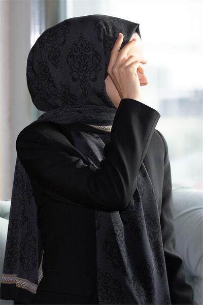 Vissona Şal de mătase Medina de lux pentru femei, negru