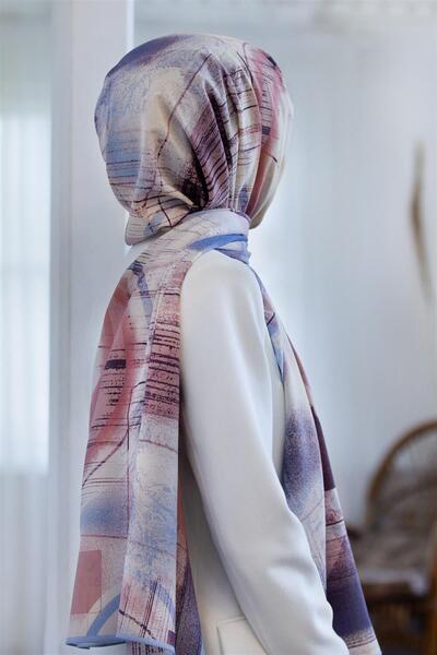 Vissona LÜKS MEDİNE İPEĞİ GEOMETRİK DESENLİ BEBE MAVİSİ RENKLİ 75X195 KIRIŞMA...