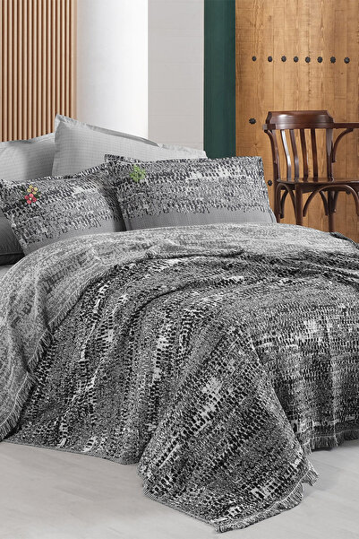 Sarev Darcia Black Double - 100% Cotton Painted Pique Set