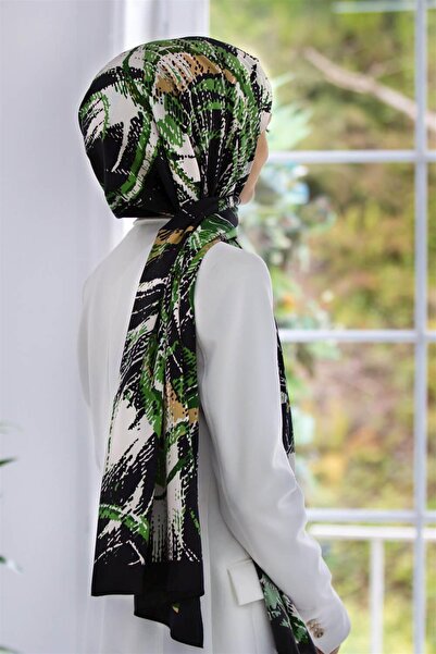 Vissona LÜKS MEDİNE İPEĞİ DEGRADELİ ÇİZGİ DESENLİ ZÜMRÜT YEŞİLİ RENKLİ 75X195...