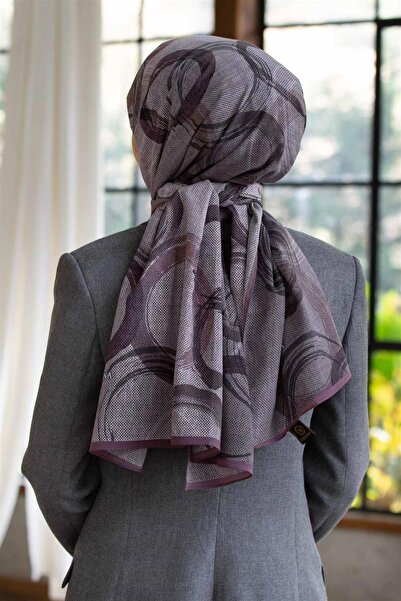 Vissona LÜKS MEDİNE GEOMETRİK DESENLİ PUDRA RENKLİ 75X195 KIRIŞMAZ ŞAL MOSS K...