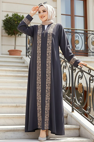 Neva Style Smoked Pattern Detailed Hijab Ferace - 29112Fu