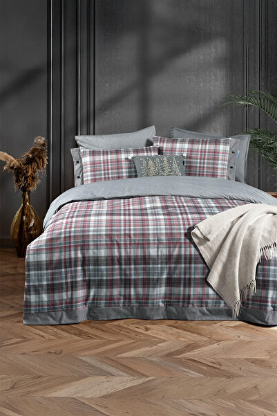 Sarev Gordon Gray Double Size 100% Cotton Duvet Cover Set