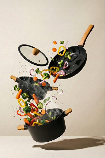 Perotti Danish Cook Black İndüksiyon Tabanlı 7 Parça Tencere Seti