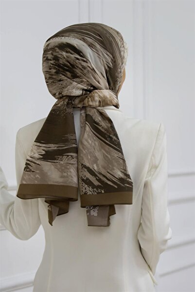 Vissona LÜKS MEDİNE İPEĞİ FIRÇA DESENLİ VİZON RENKLİ 75X195 KIRIŞMAZ ŞAL MOSS...