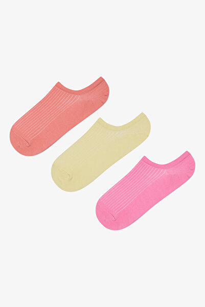 Penti Чорапи тип „цветен ребро“ с 3 оранжеви и розови маратонки