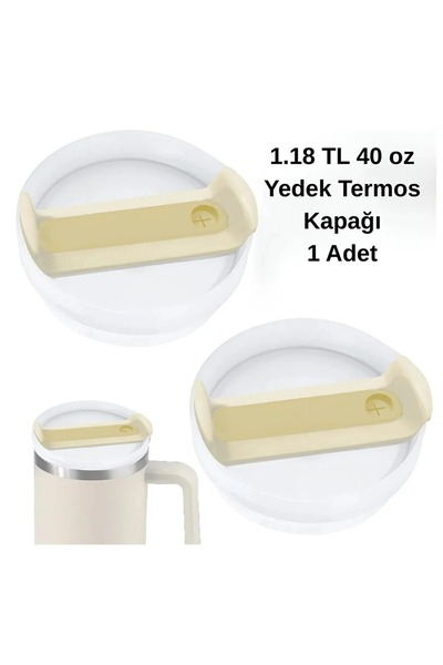 Stanley Quencher 40 Oz 1.18 LT Uyumlu Pipetli Termos Kapak - Krem Kapak Quenc...