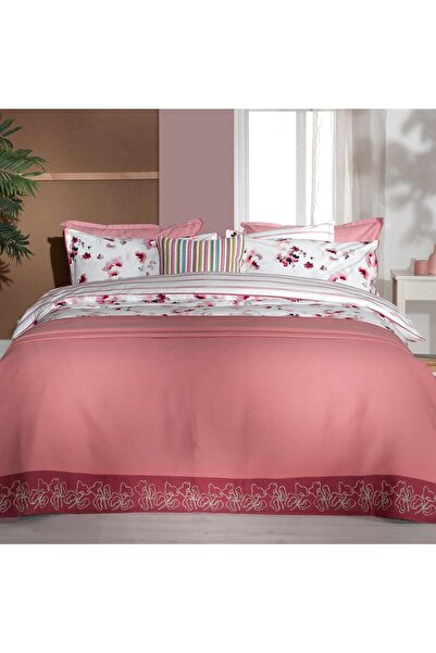 Sarev طقم غطاء لحاف وبيكيه من القطن بنسبة 100% باللون الوردي من إيفا جادون