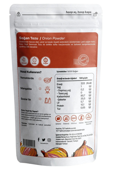 Kuru Yeşil Sebze Tozu Paketi – 200 Gr – Sarımsak Tozu – Soğan Tozu – Doğal Sebze Tozu