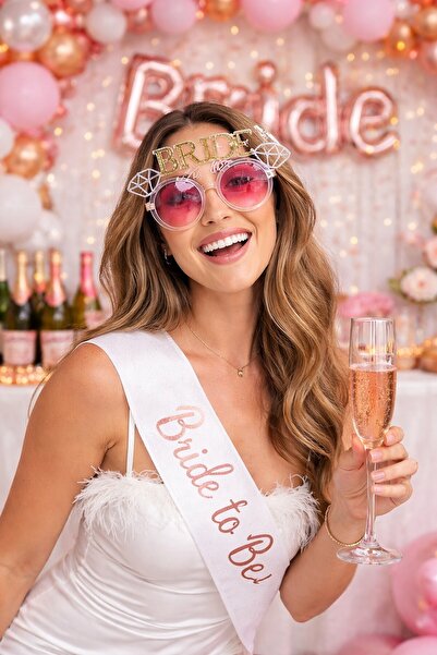 BeySüS Parti Gözlüğü Bride To Be Gümüş Pembe
