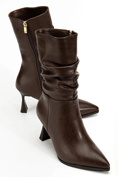 Lively Stylish حذاء مارتا ذو مقدمة مدببة وسحاب جانبي وكعب على شكل كأس