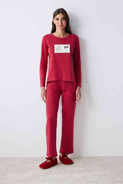 Penti Postcard Kırmızı Kırmızı Pantolon Pijama Takımı