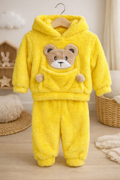Bebelul Welsoft fluffy sweatshirt and pants set - Yellow
