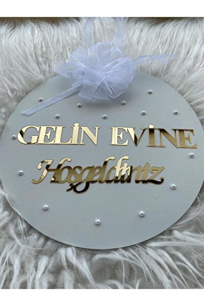 HOBİ55 Bine ați venit acasă Mireasa Ornament de ușă scris din plexiglas auriu