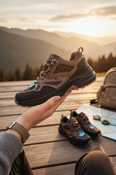 enoch حذاء رجالي بني اللون مقاوم للماء للمشي لمسافات طويلة في الهواء الطلق - ...