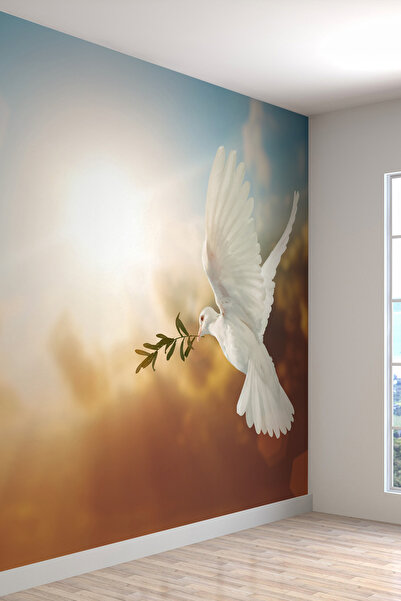 dreamwall Barış Güvercini Zeytin Dalı Desenli Duvar Kağıdı-Digital Baskılı Si...