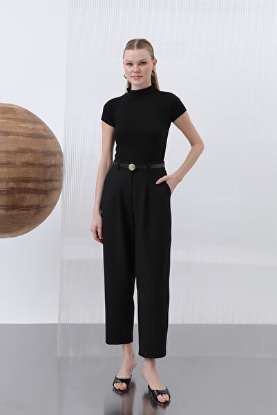 Puane Kadın Pileli Pantolon - 18227PNT - BLACK