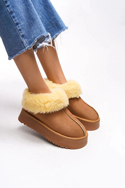 Lively Stylish Alice Taba Women's Thick Sole Shoes with Fur Inside and Outside