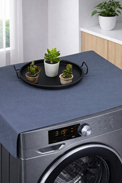 HOMELKA غطاء الغسالة قماش مقاوم للسوائل لون أزرق داكن موديل عادي