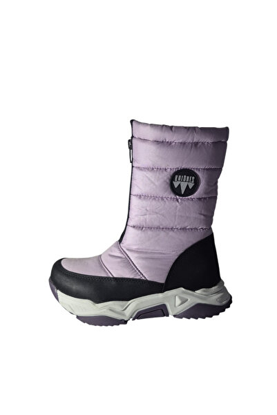 KHIONES Açık lila önden fermuarlı içi kürklü çocuk kar botu