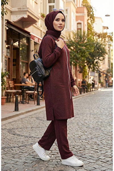 sefamerve 3044-02 Σετ φόρμας με φερμουάρ Plum