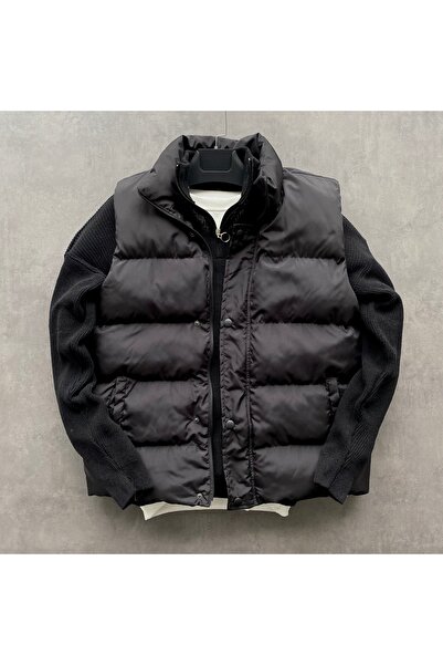 THANBUTİK Pachet de 2 veste gonflabile cu umplere ridicată și pulovere tricotate