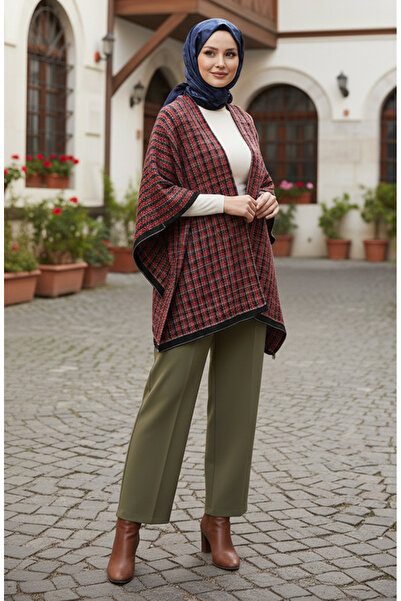 sefamerve Σάλι ώμου 1081-01 Μαύρο Κόκκινο