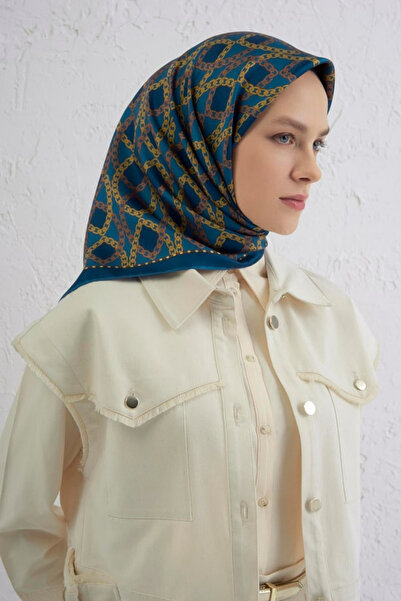 Armine Seria Nostalgia Sura mătase Eșarfă 9410DS Model Geometric 55-Indigo-Au...