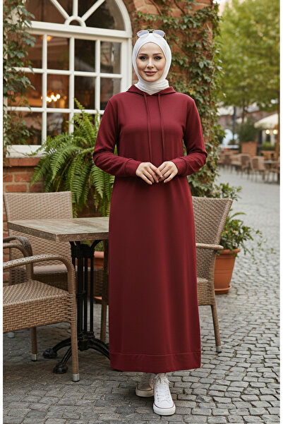sefamerve İki İplik Kapüşonlu Spor Elbise 0190-07 Koyu Bordo