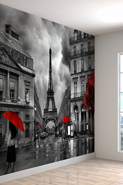 dreamwall Siyah Beyaz Paris Eyfel Kulesi Desenli Silinebilir Kumaş Duvar Kağı...
