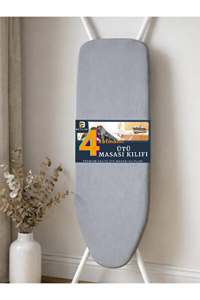 BEYLİNİ Ütü Masası Kılıfı Yanmaz Lastikli Süngerli Ütü Masası Örtüsü Ayarlana...