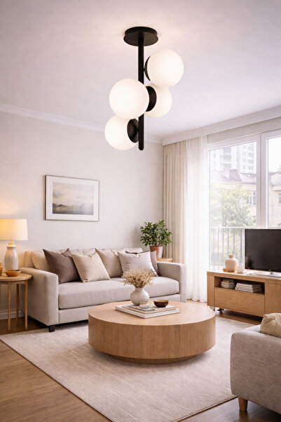 HubRom UZEL 3588-04-BLL Μαύρος Πολυέλαιος 40x60 εκ. 4xE27 Μέγ. 60W