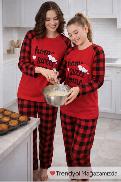 Tarık Kırmızı anne-kız pijama takımı