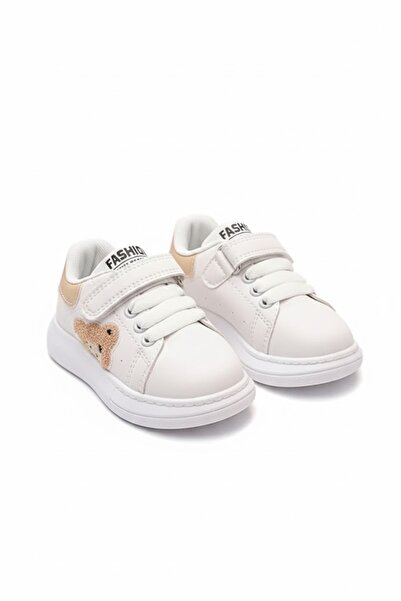 Superbaby Adidasi albi cu insertie crem - Teddy