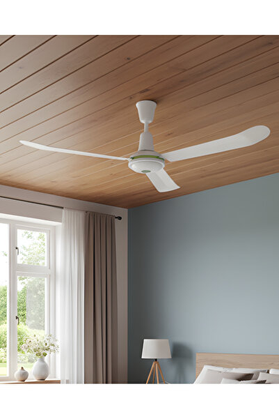 Kendal BEYAZ BİKEL TAVAN VANTİ 80W 56"(142CM) SAÇ TAVAN VANTİLATÖR - Beyaz