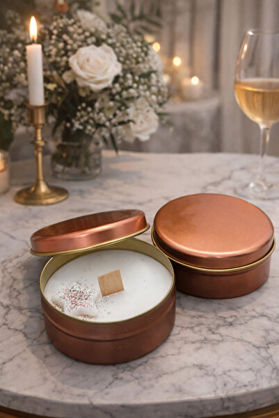 MANİFEST CANDLE Gold Kutuda 2’ li El Yapımı Beyaz Yıldız Kokulu Dekoratif Mum