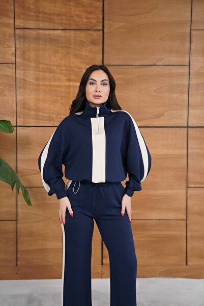 ZF BUTİK Spor Eşofman Takım Modal Kumaş Şeritli Uzun Kol Takım