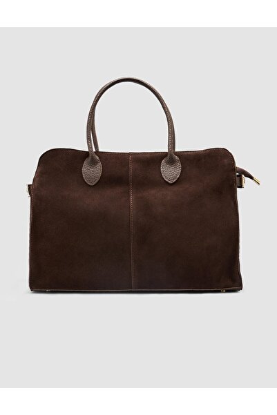 Cabani حقيبة يد نسائية من جلد الغزال الأصلي باللون البني