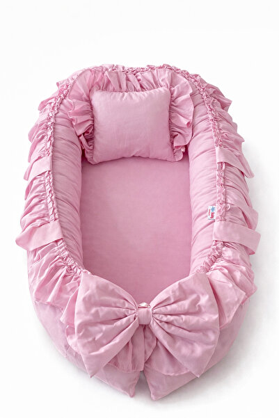 Jaju Baby Pembe Fırfırlı Lüx Tasarım Babynest Anne Yanı Bebek Yatağı - Güvenl...