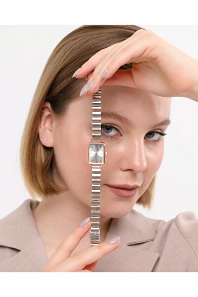 OQQO Asteria Silver-Rose Cord Women's Wristwatch