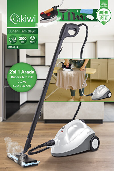 Kiwi Kazanlı Ütüye Dönüşebilen Buharlı Temizlik Makinası Ksc 4218, 2000W / ml...