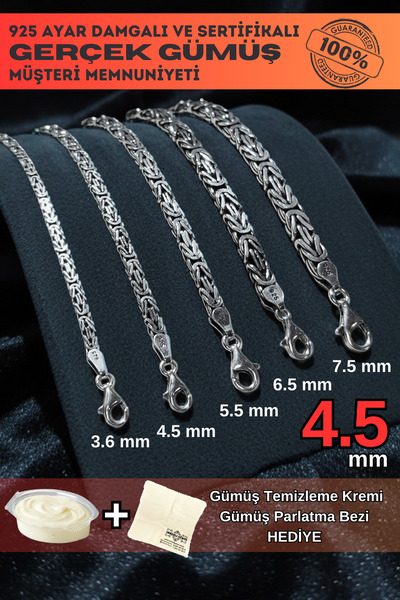 OSMANLI GÜMÜŞ Erkek Gümüş Bileklik - 4.5mm Dikdörtgen Kesim Yassı Kral Gümüş ...
