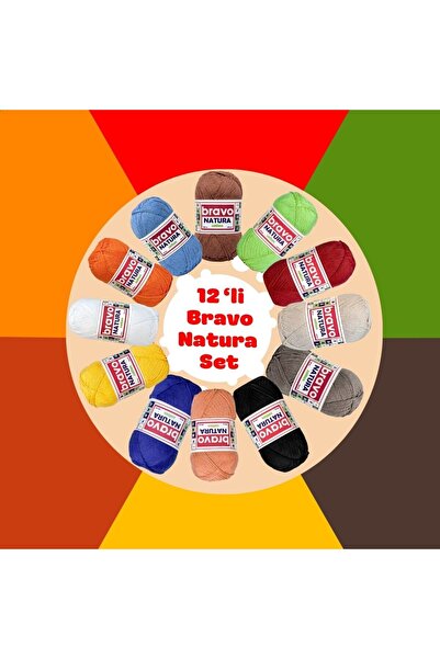 Bravo Natura 12 штук 100 грам моток 12 x 200 метрів 100% бавовняна нитка