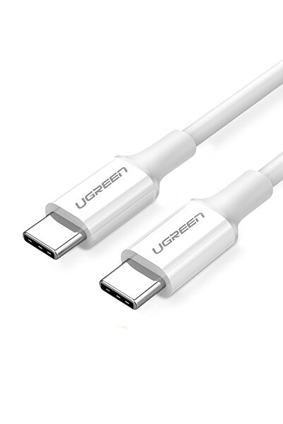 Ugreen USB-C 60W 3A QC PD Hızlı Şarj Kablosu, 1 m, Beyaz, 60520