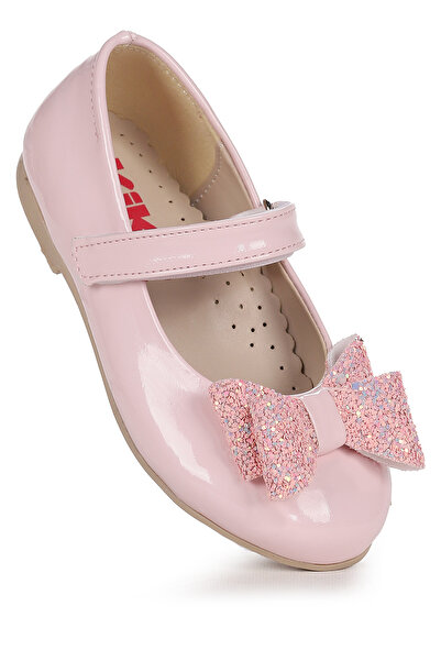 Kiko Kids Babe Rugan Cırtlı Fiyonklu Kız Çocuk Babet Ayakkabı