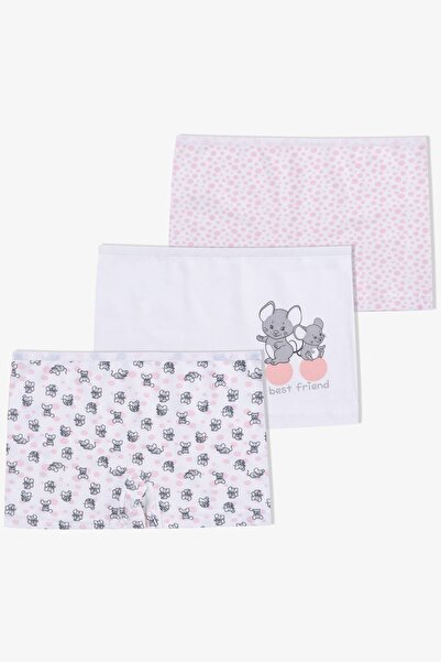 koza iç giyim Kız Çocuk 3'lü Desenli Boxer