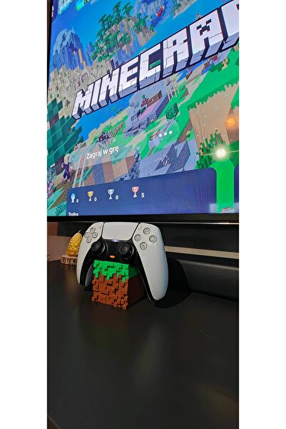 clifss Minecraft Tasarımlı PS5 Kumanda Standı - Piksel Blok Dekoratif Tutucu